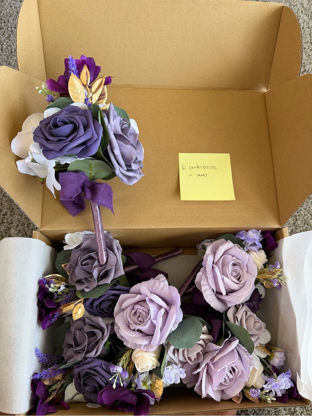 Ling’s Moments Lilac & Gold small bridesmaids bouquets